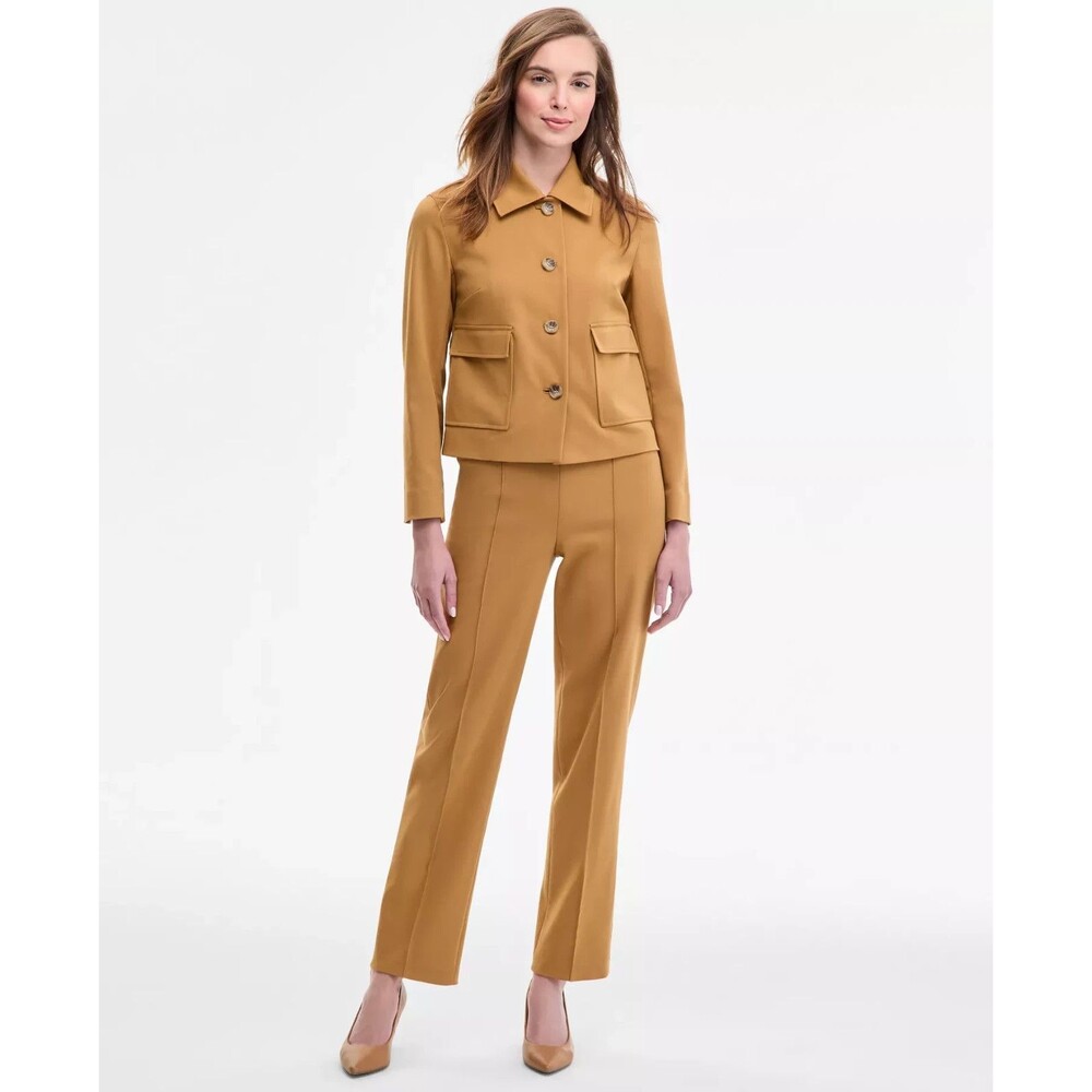 Anne Klein Women's Button-Front Patch Pocket Jacket Copper Sun Size S